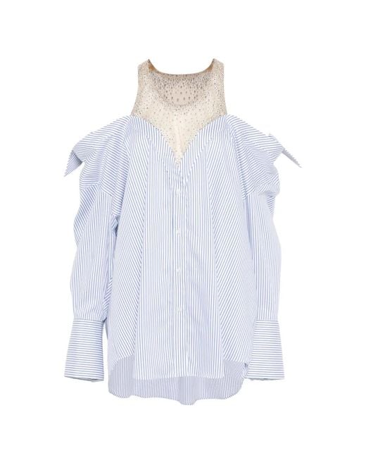 GIUSEPPE DI MORABITO White Striped Embellished Mini Dress