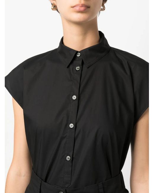Woolrich Black Cap-Sleeves Cotton Shirt