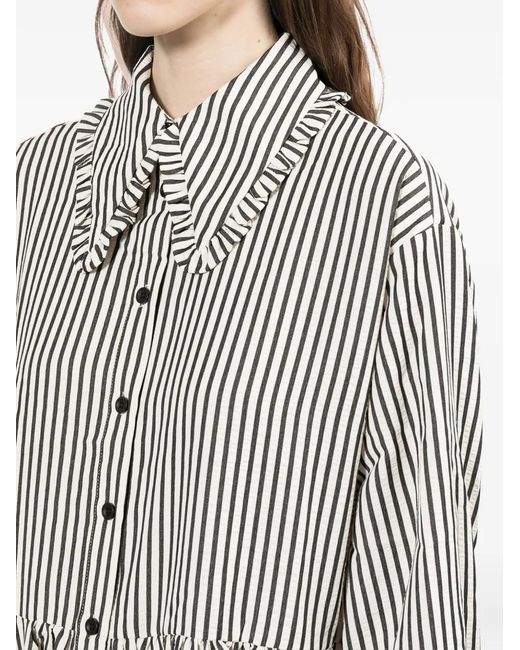 The Ragged Priest Gray Charm Stripe Mini Shirt Dress