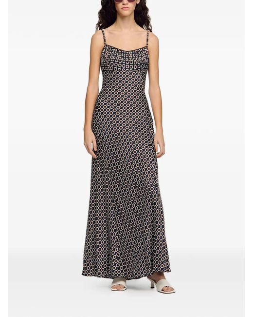 Sandro Purple Maxi Printed Lace-Up Dress