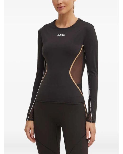 Boss T-Shirt Met Mesh Vlak in het Black