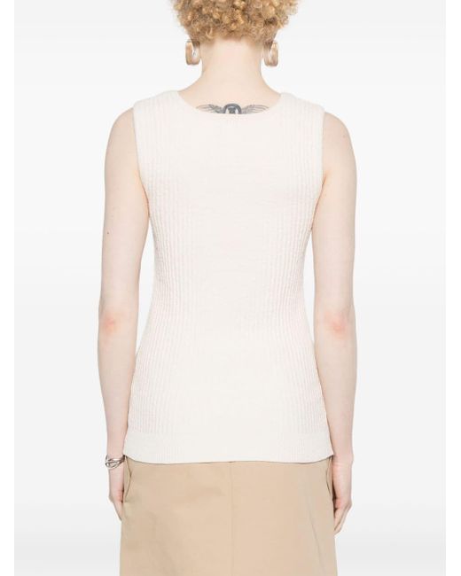 Totême  White Ribbed Knitted Top
