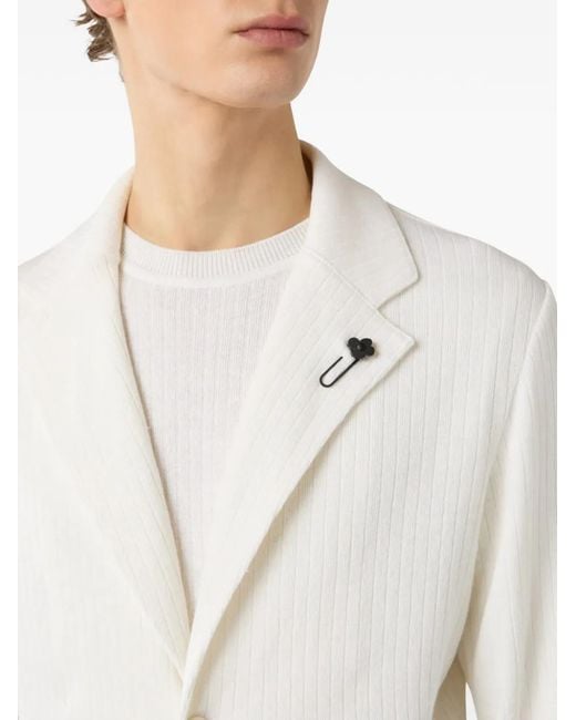 Lardini White Single-Breasted Ribbed Blazer for men