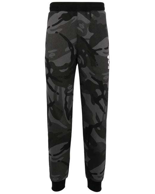 Aape By A Bathing Ape Black Camouflage-Print Tapered Track Pants for men