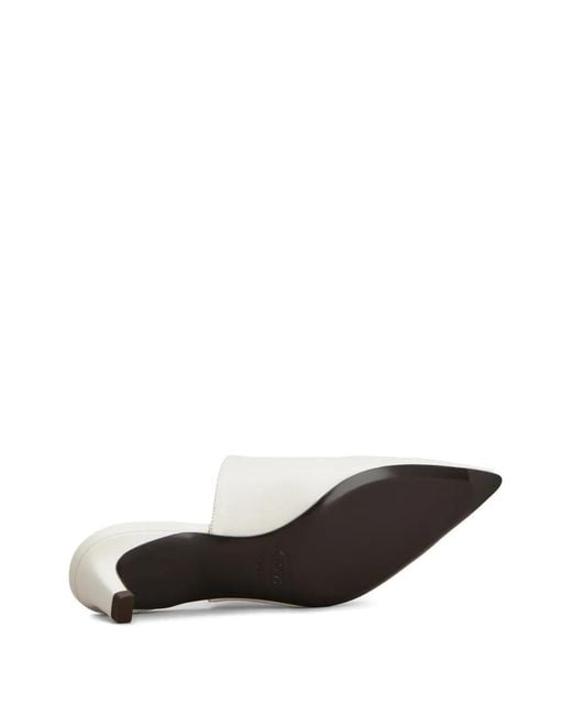 Tod's White Pointed-Toe Heeled Mules