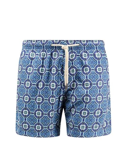 Peninsula Blue Santo Stefano Geometric-Print Swim Shorts for men