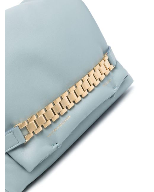 Victoria Beckham Blue Puffy Chain Leather Clutch Bag