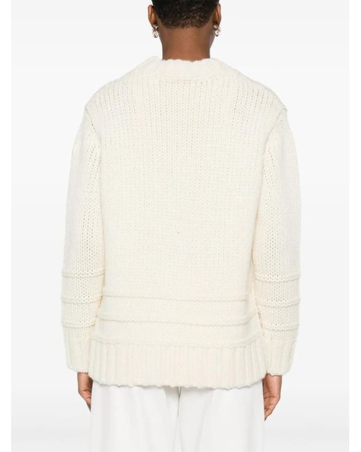 Moncler White V-Neck Sweater