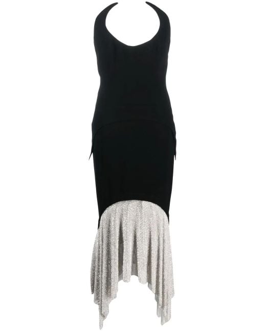 Jean Louis Sabaji Black Crystal-Skirt Sleeveless Maxi Dress