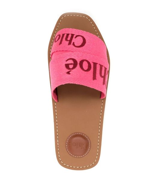 Sandalias Woody con logo estampado Chloé de color Pink