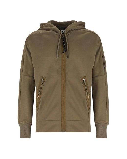 C P Company Green Lens-Detailed Zip-Up Hoodie for men