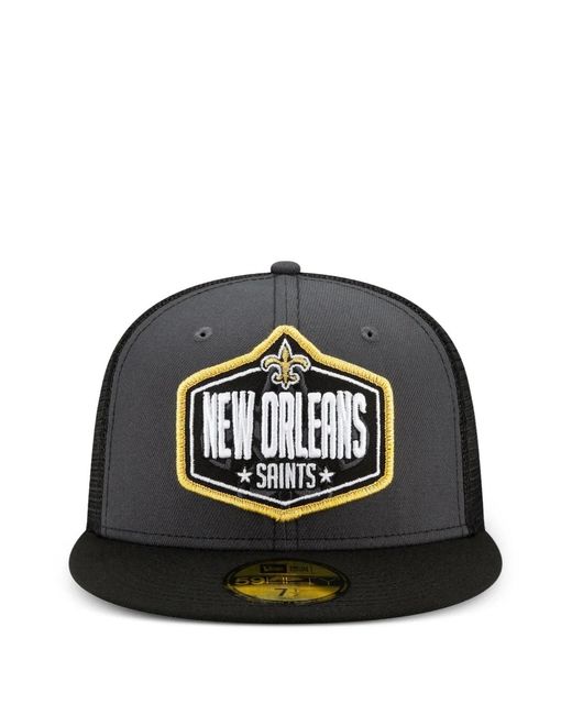 KTZ Black X Orleans Saints 2021 Nfl Draft 59Fifty Snapback Trucker Hat for men