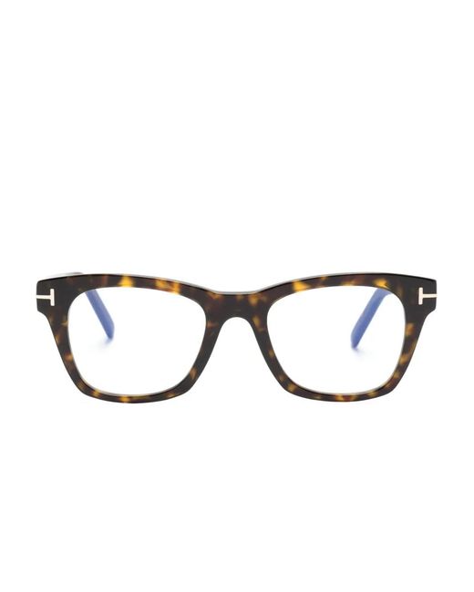 Tom Ford Brown Tortoiseshell Square-Frame Glasses for men