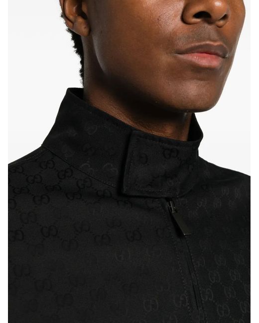 Gucci Black Gg-Pattern Zip-Up Jacket for men