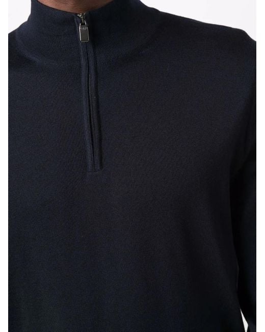 Felpa con colletto con zip di Canali in Blue da Uomo