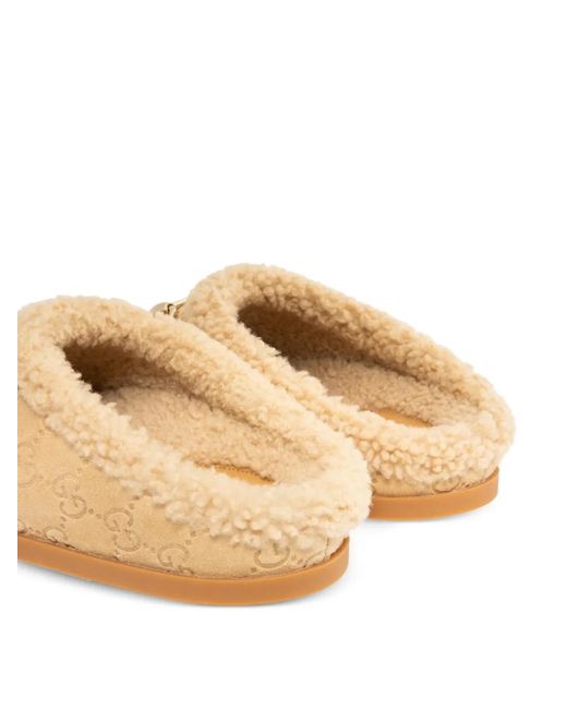 Gucci Natural New Sol Suede Mules