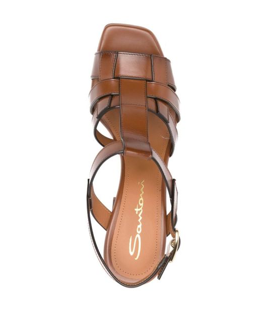 Santoni Brown 95mm Leather Sandals