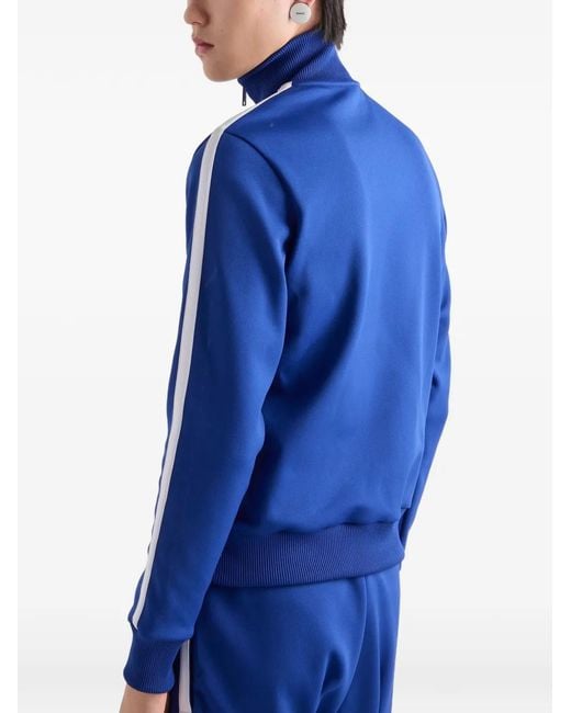 Prada Blue Embroidered-Logo Sweatshirt for men