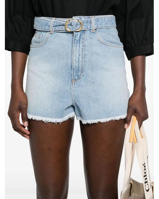 Twinset Blue Belted Denim Shorts