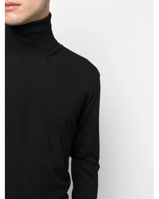 Jil Sander Black Fine-Knit Roll-Neck Jumper for men