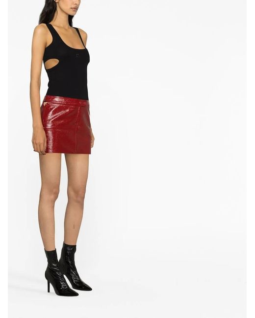 Courreges Mini-Rok Van Imitatieleer in het Red