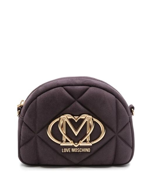 Sac À Bandoulière Matelassé À Plaque Logo Love Moschino en coloris Gray