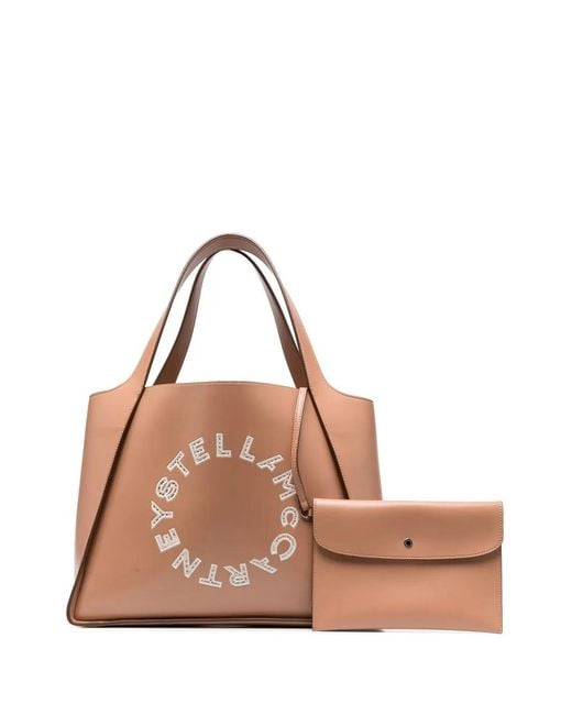 Stella McCartney Brown Broderie Anglaise-Logo Tote Bag