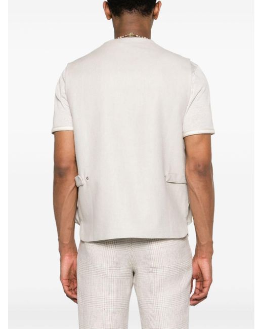 Eleventy Natural V-neck Linen Vest for men