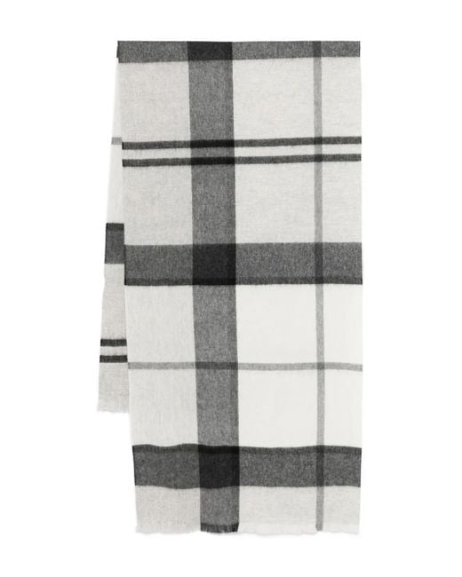 Barbour Gray Check-Pattern Scarf