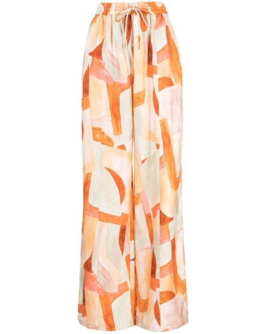 Acler Orange Edmond Abstract-print Palazzo Trousers
