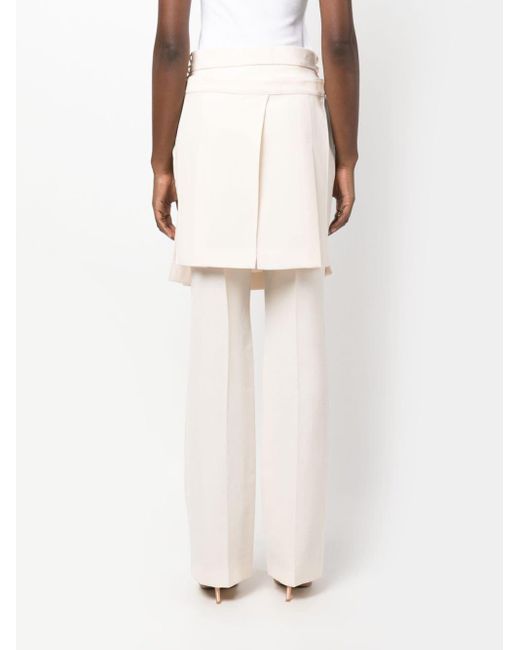 Fendi White Layered Virgin-wool Trousers