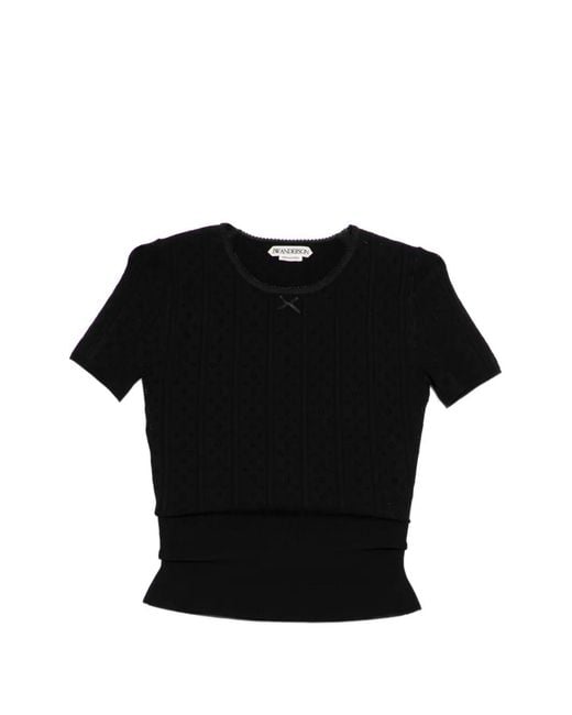 J.W. Anderson Black Pointelle Bow Top