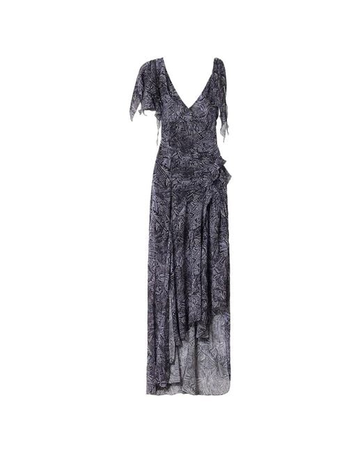 Isabel Marant Blue Tylena Ruffled Asymmetric Dress