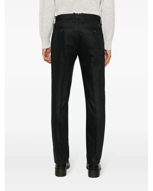 Jacob Cohen Black Mélange-Effect Tailored Cotton Trousers for men