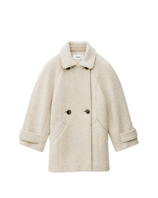 Ba&sh White Olsom Herringbone-Pattern Coat