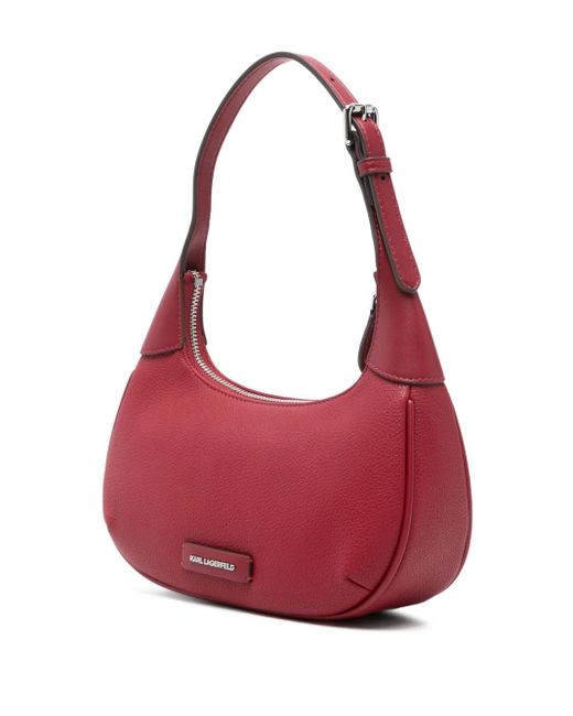 Karl Lagerfeld Red Logo-Patch Shoulder Bag