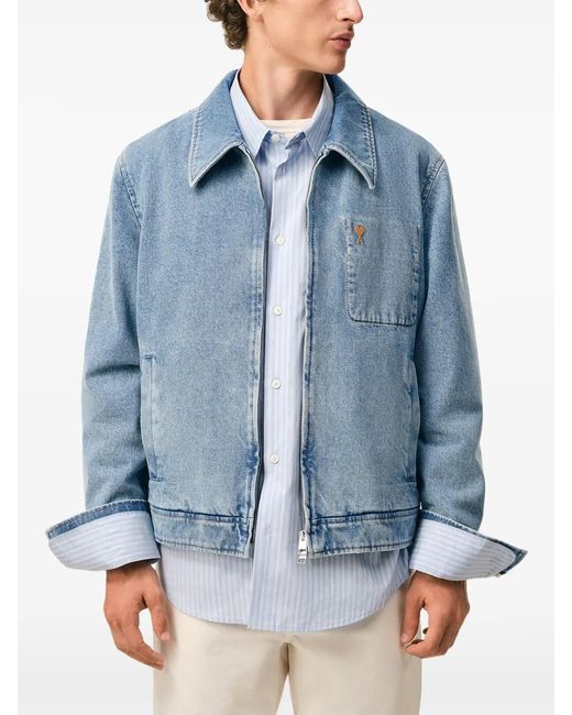 AMI Blue Jacket Adc Zipped Jacket for men