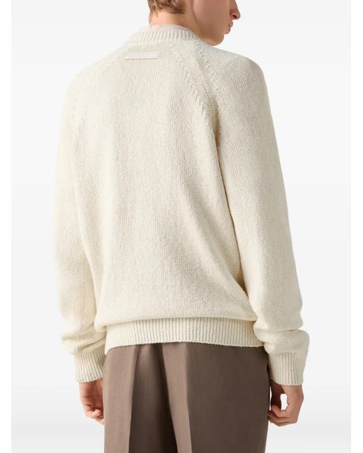 Zegna White Oasi V-Neck Cotton Sweater for men