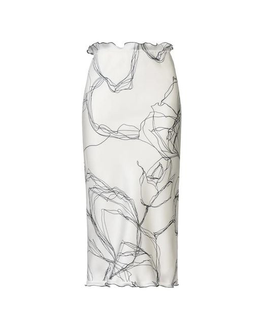 Fabiana Filippi White Floral-Print Ruffled Skirt