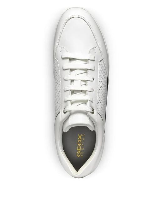 Geox White Myria Perforated Leather Sneakers