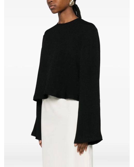 Totême Black Raw-Hem Blouse