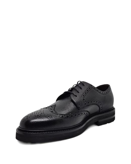 Henderson Black Leather Derby Shoes for men
