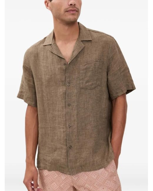 Frescobol Carioca Brown Angelo Pocket Short-Sleeve Shirt for men