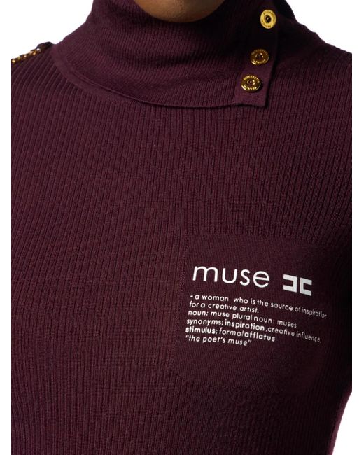 Elisabetta Franchi Purple Gerippter Rollkragenpullover