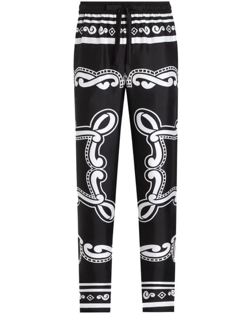 Dolce & Gabbana Black Silk Pajama Pants for men