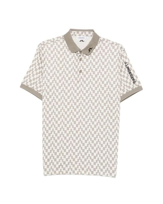 J.Lindeberg White Tour Tech-Print Polo for men
