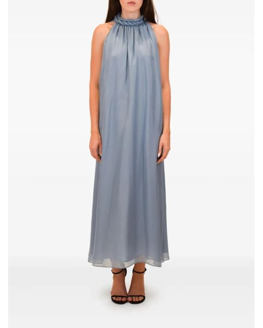Azeeza Blue Dany Halter-Neck Rope-Belt Midi Dress