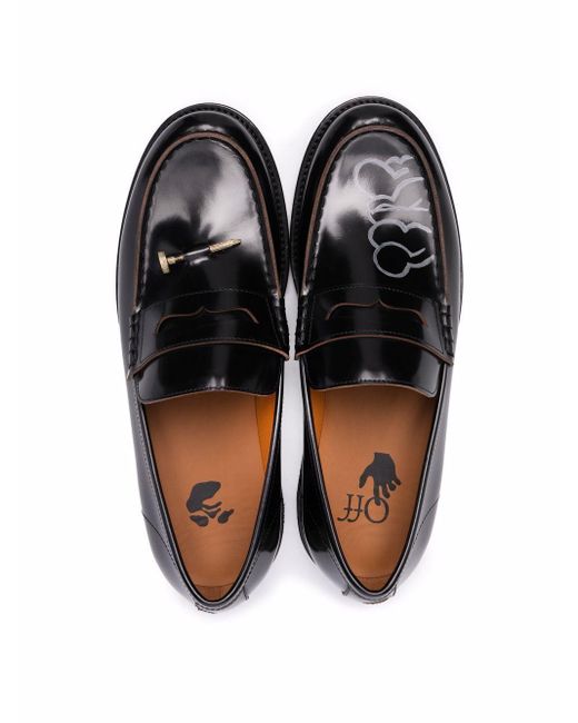Off-White c/o Virgil Abloh Leather X Katsu Print Loafers in Black for Men |  Lyst