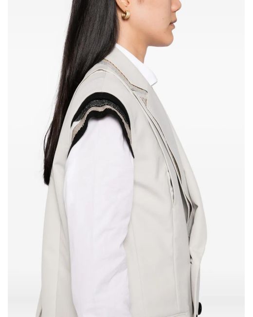 Sacai White Double-Breasted Waistcoat