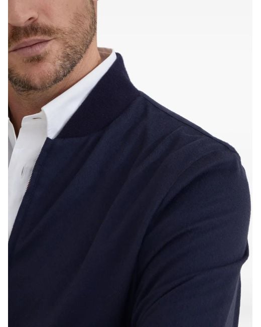 メンズ Brunello Cucinelli カシミア ボンバージャケット Blue